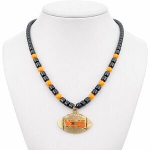 Tennessee Volunteers UT Vols Football Pendant Necklace Aminco Orange Black Beads